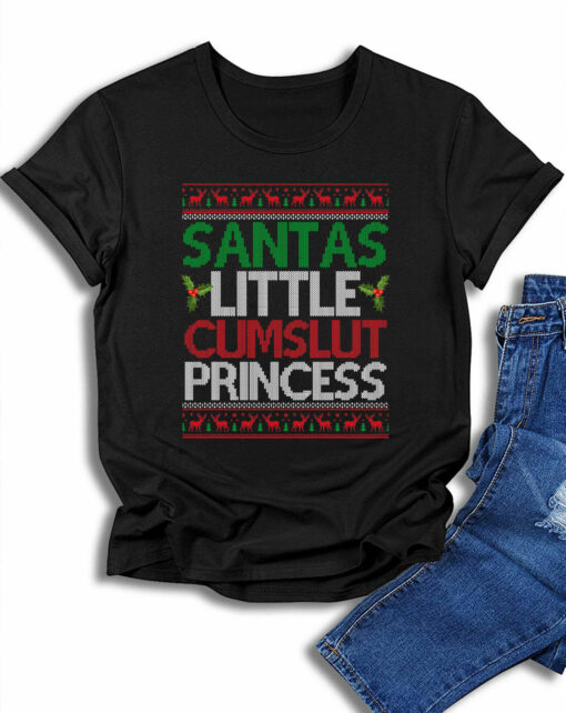 2020-11-Women-T-shirt-Santas-little-cumslut-princess-funny-naughty-ugly-christmas-Mockup2-Black.jpg